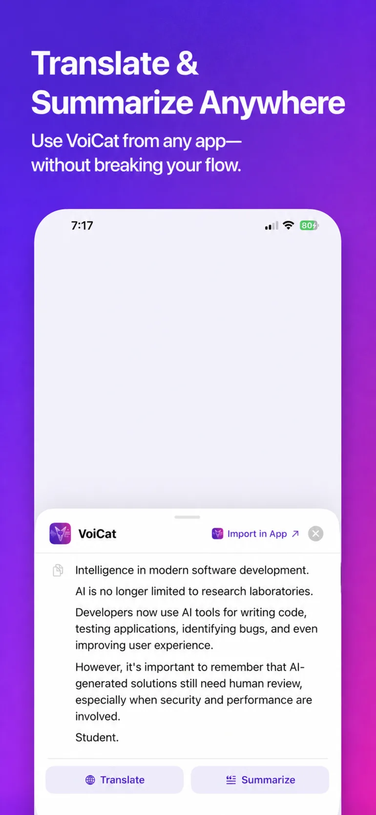 Import audio with the VoiCat share extension
